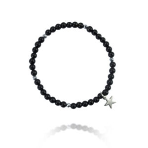 Bransoletka z czarnego agatu ze srebrną gwiazdką
